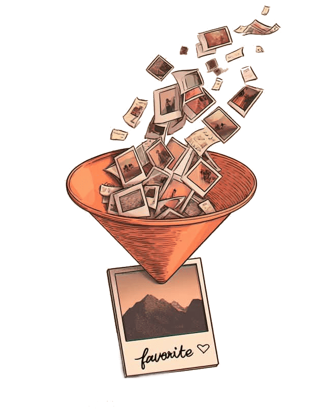 Photrim - Photo curation funnel illustration